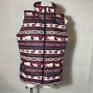 Land's End Women's Multicolor Fair Isle Puffer Vest Size Large